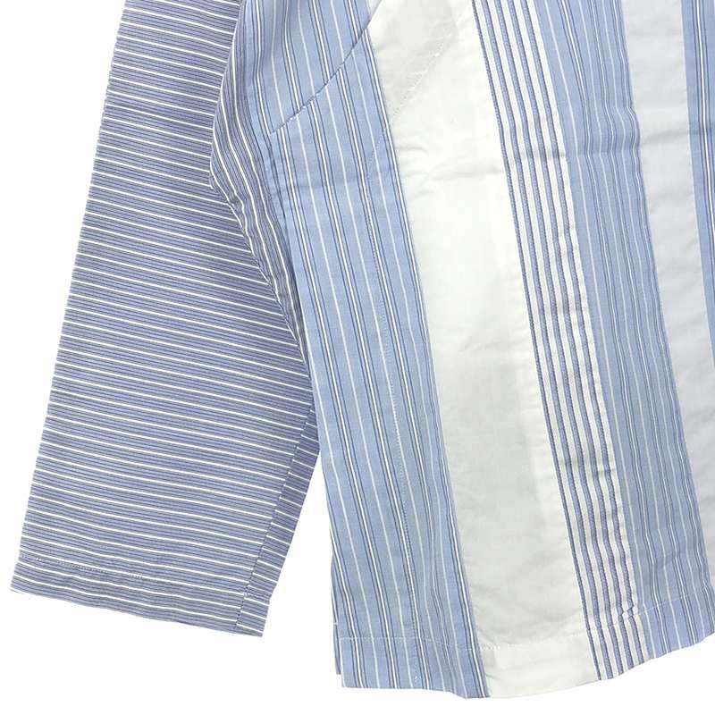 【美品】  COMME des GARCONS SHIRT girl / コムデギャルソンシャツガール | コットン 丸襟 アシンメトリー カシュクール ラップ ブラウス / シャツ ジャケット | S | ホワイト/ブルー系 | レディース 美品】 COMME des GARCONS SHIRT girl / コムデギャルソンシャツ