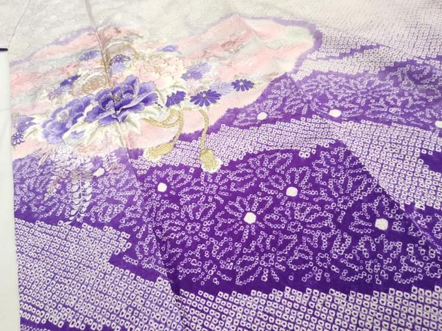 【帯とのまとめ買い値引き】豪華振袖 駒刺繍 舞花文 正絹 平和屋着物□豪華振袖 駒刺繍 檜扇芝草花文 金彩 正絹 逸品
