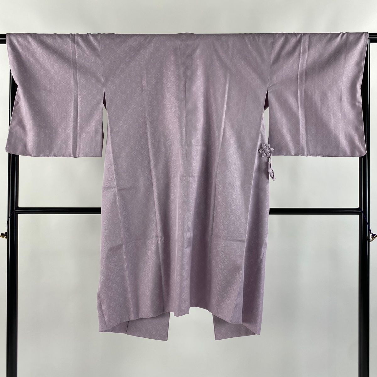 道中着 身丈108cm 裄丈66.5cm M 和装コート 鈴乃屋 七宝 花 薄紫 正絹