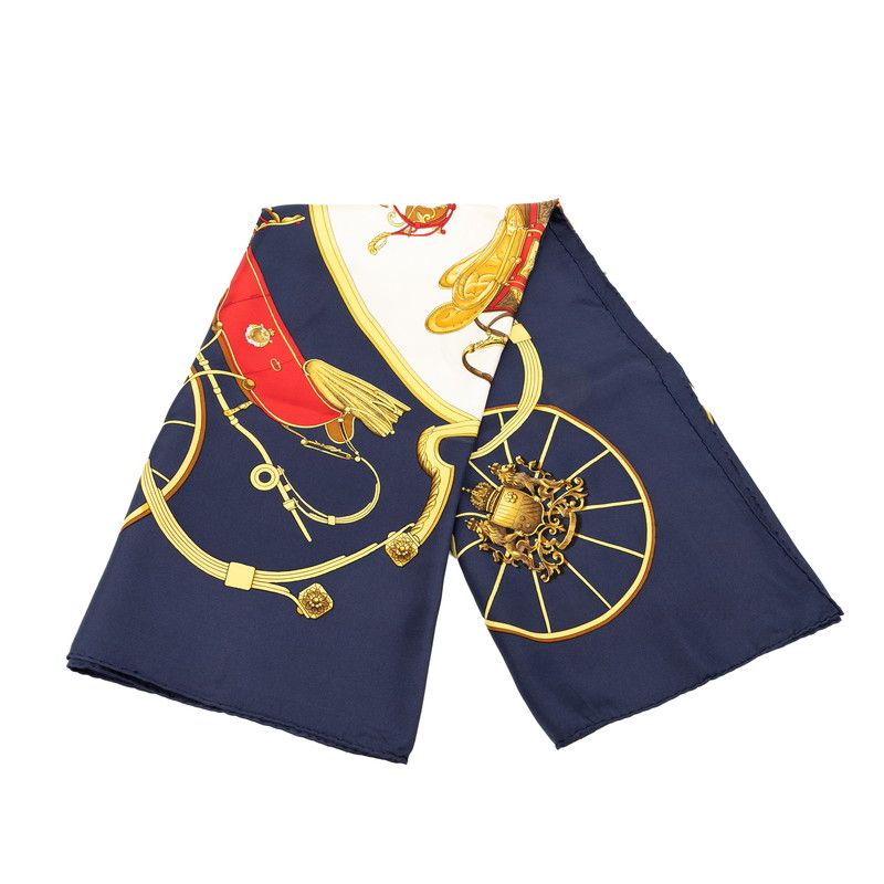 エルメス カレ90 SPRINGS スプリングス ベージュ ネイビー マルチカラー シルク レディース HERMES 1-0235445