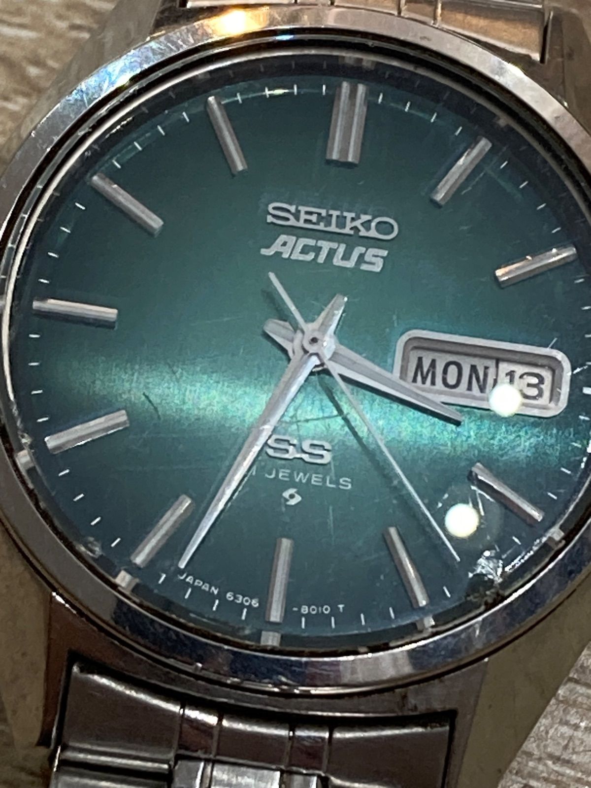 鑑定済］SEIKO ACTUS SS 21JEWELS 6306-8020
