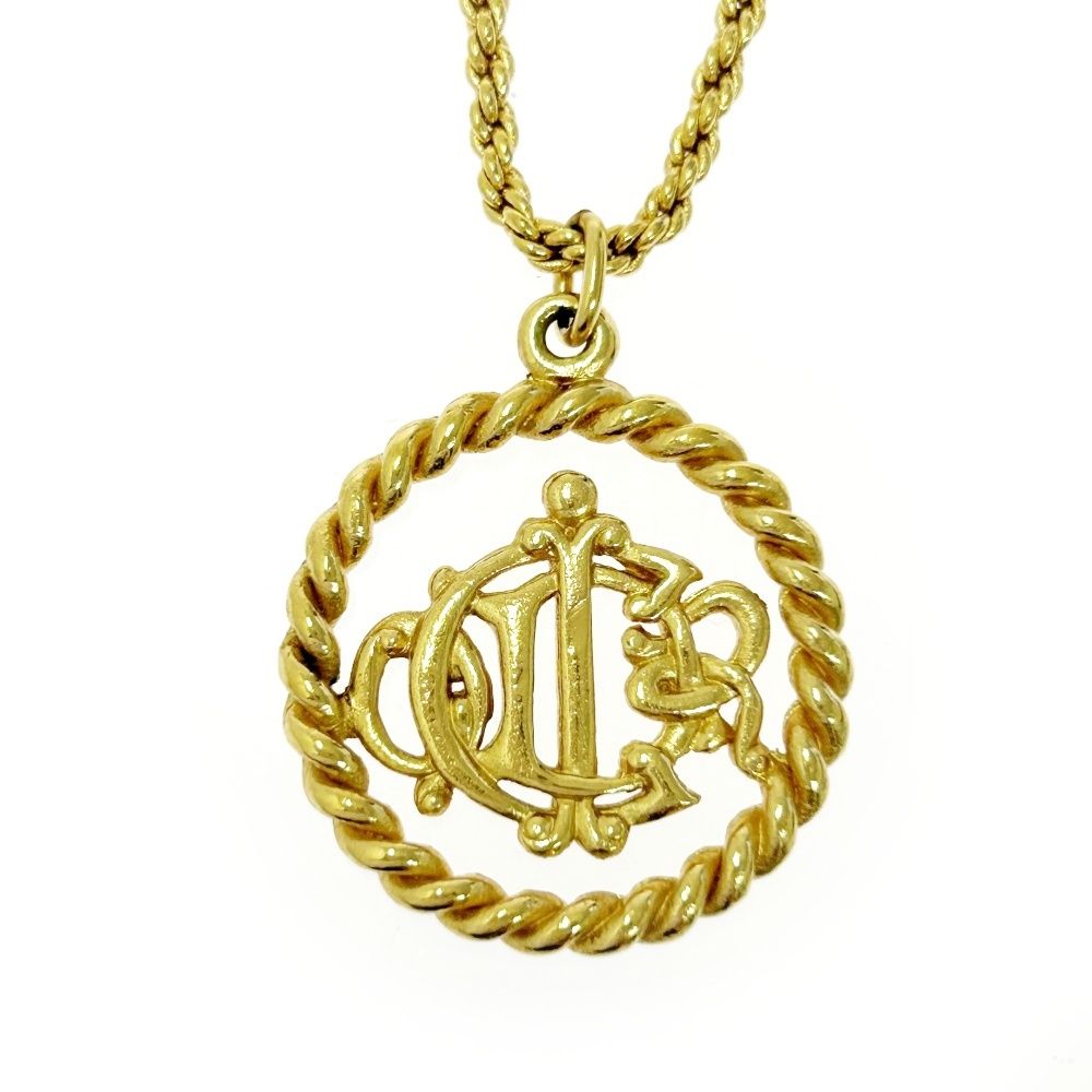 Christian Dior クリスチャンディオール GP エンブレム サークル ネックレス ゴールド 490017 ネックレス