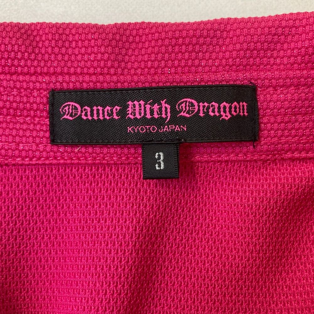 サイズ：3 DANCE WITH DRAGON ダンスウィズドラゴン  半袖ポロシャツ ラメ 蝶刺繍  ブラック系 [240101467319] ゴルフウェア レディース ストスト サイズ：3 DANCE WITH DRAGON ダンスウィズドラゴン 半袖