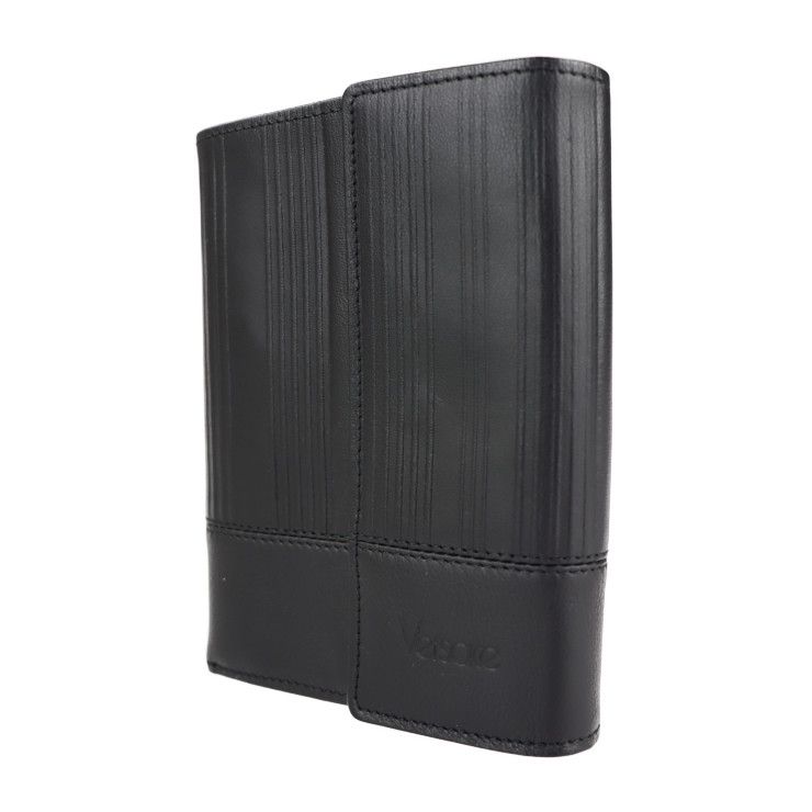 Gianni Versace ジャンニ ヴェルサーチ  財布 三つ折り財布 - レザー   ブラック シルバー金具  がま口 ミディアムウォレット 【本物保証】 Gianni Versace ジャンニ ヴェルサーチ 財布 三つ折り財布 - レザー