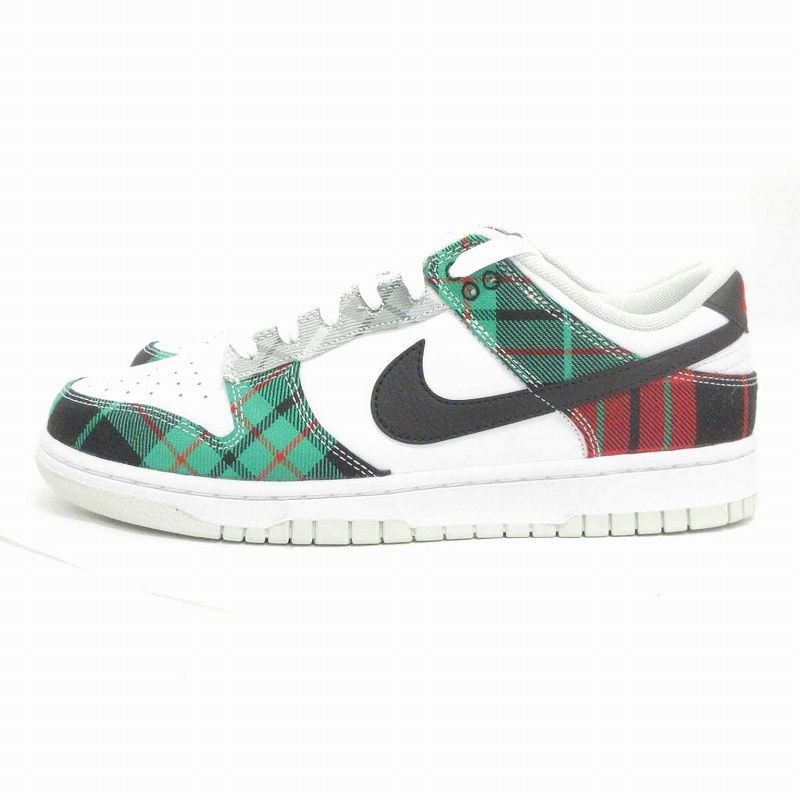 ナイキ NIKE タグ付き ダンク Dunk Low Plaid スニーカー シューズ チェック DV0827-100 白 ホワイト 緑 グリーン 27cm 靴