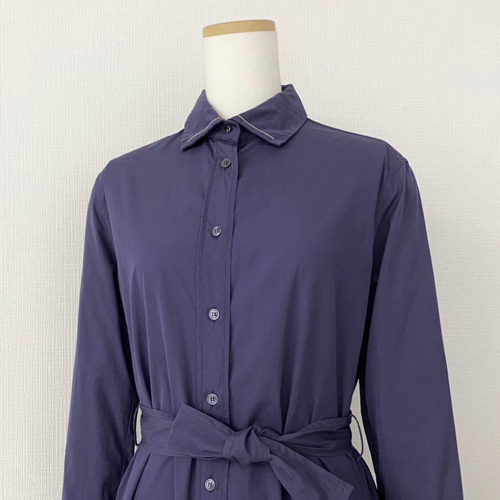 58i16 HERMES エルメス シャツワンピース 薄手ベルテッドコート 