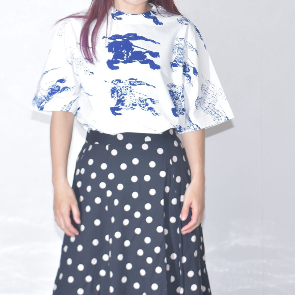 バーバリー Tシャツ 半袖 レディース ホワイト ブルー EKD