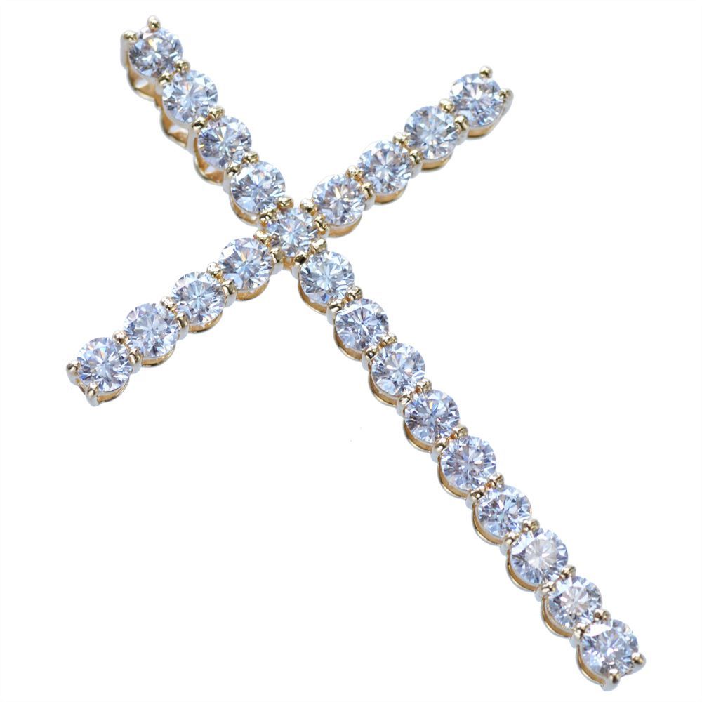 ペンダントトップ メンズ 18金 K18 ダイヤモンド 5カラット クロス メンズペンダントヘッド ゴールド 十字架 ネックレスヘッド 5カラットダイヤモンド大き目 ユニセックス 男女兼用 鑑別書付