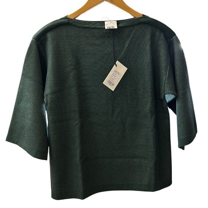 ♥品 AURALEE オーラリー 七分袖 Tシャツ A21SP01BW GIZA BIRDS EYE DOUBLE FACE BOAT NECK トップス レディース バーズアイボートネックニット グリーン W４