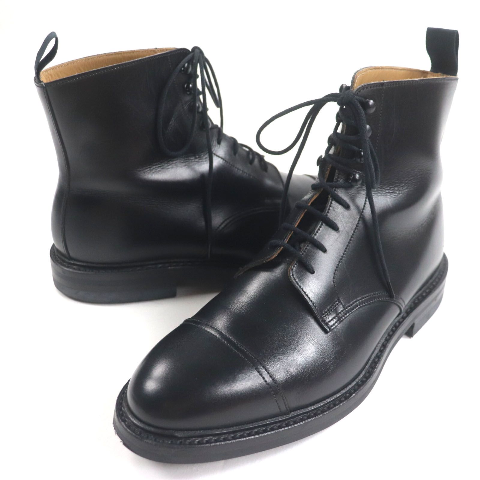 CROCKETT-JONES クロケットアンドジョーンズ 26387 CONISTON2 レザー ストレートチップ レースアップ ショートブーツ ブラック 7.5 イングランド製 メンズ