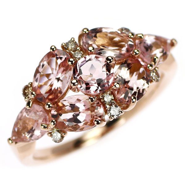 専用JK120★高級 モルガナイト1.02ct ダイヤ K18PG ヘッド ソ付 K18PG モルガナイト ダイヤモンド リング （MO1.78ct D0.41ct