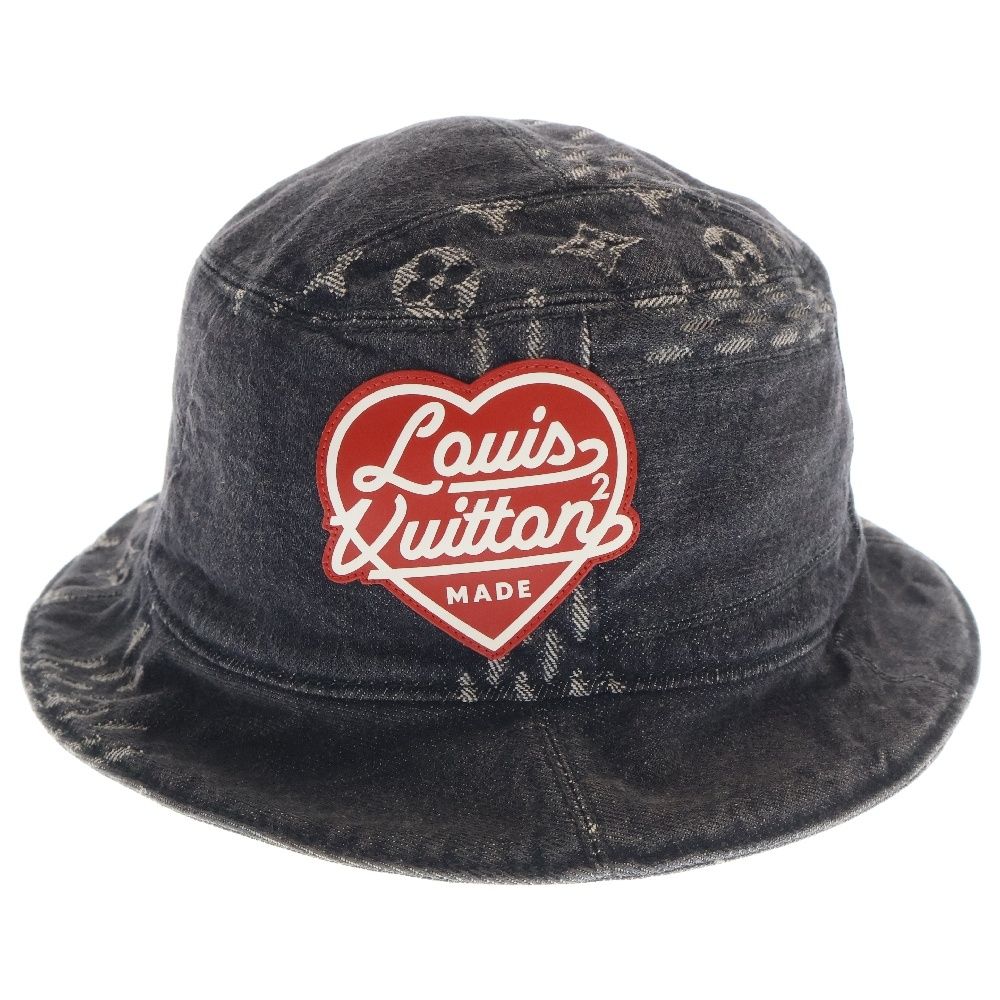LOUIS VUITTON ルイヴィトン ×NIGO LV MADE ボネ・デニム パッチワークバケットハット ブラック MP3244 LOUIS VUITTON (ルイヴィトン) ×NIGO LV MADE ボネ・デニム パッチ