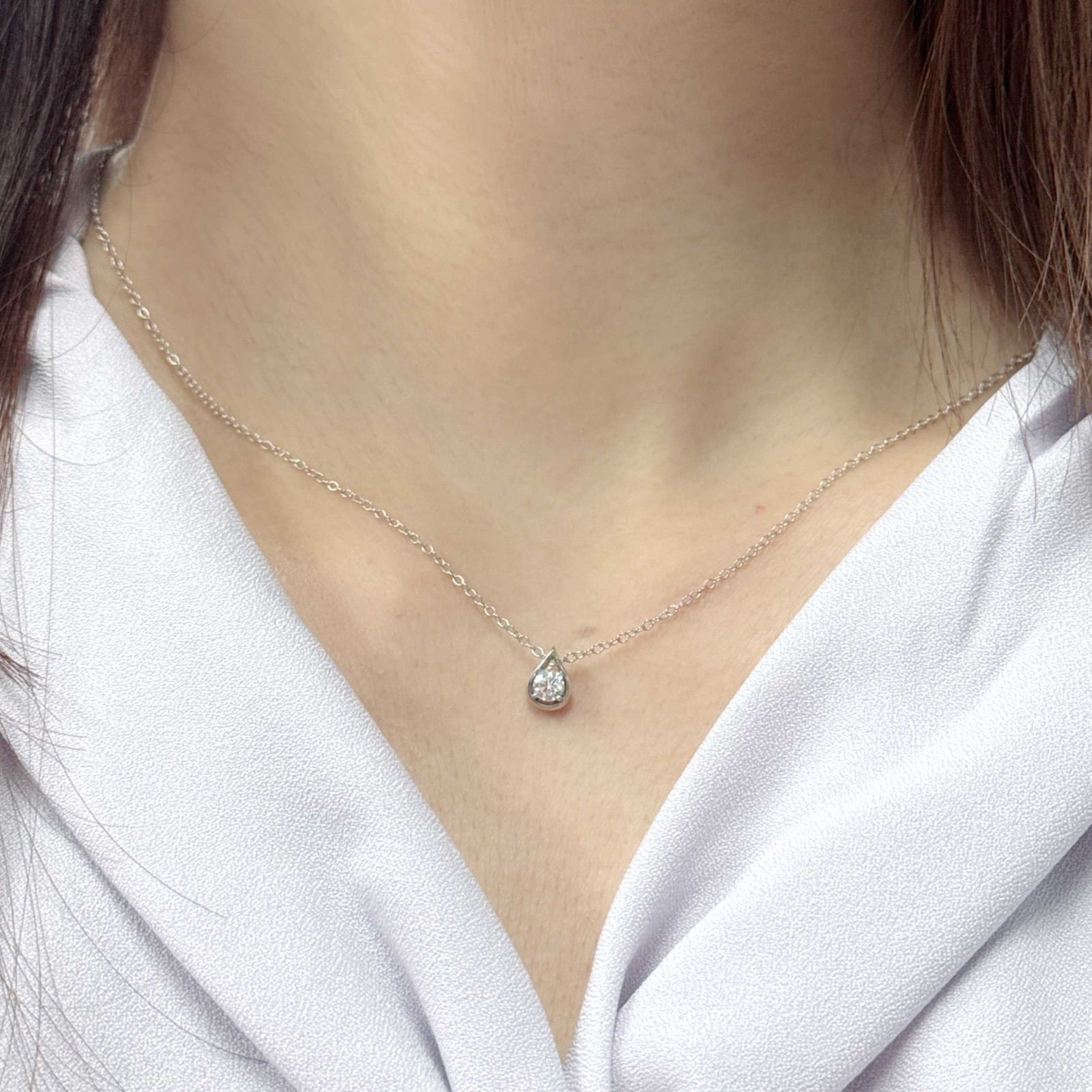 天然ダイヤモンド 雫 一粒ネックレス 0.20カラット ティアドロップ 
