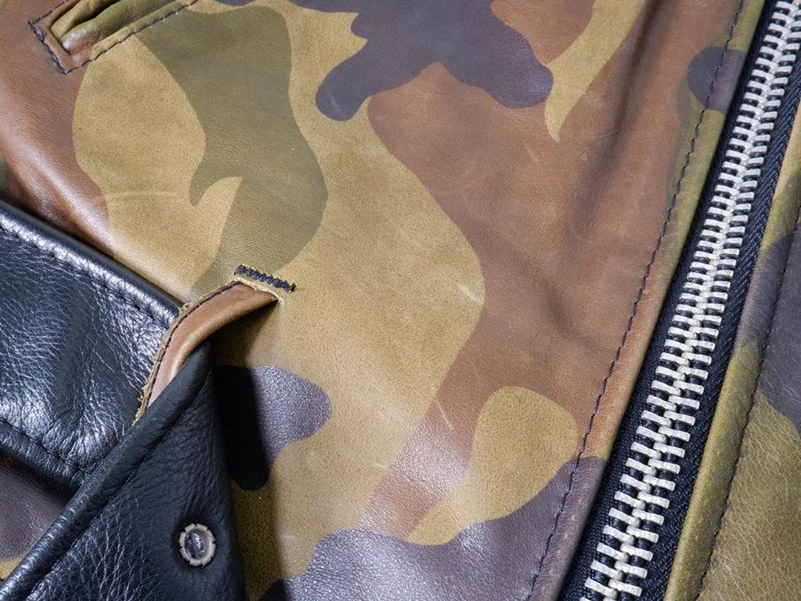 Schottショット 7418 迷彩 レザーライダース【36】【MJKA77094