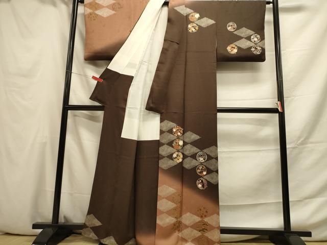 平和屋着物□訪問着 道長草花丸文 暈し染め 金彩 正絹 逸品 CAAT1432ev