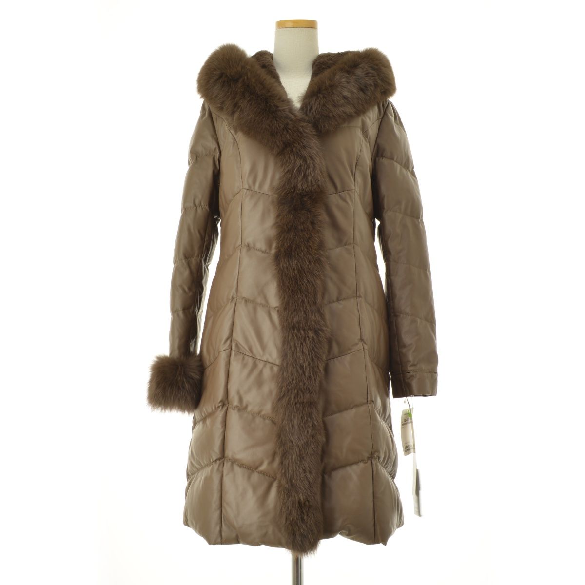 専用 DAMA collection ラビットファー フォックスファーコート DAMAcollection】ブルーフォックス&ラビットファーフード付 ラムレザー