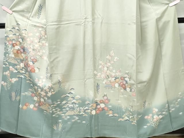 平和屋着物○女性 行灯袴 総刺繍 草花文 バーガンディー色 金銀糸