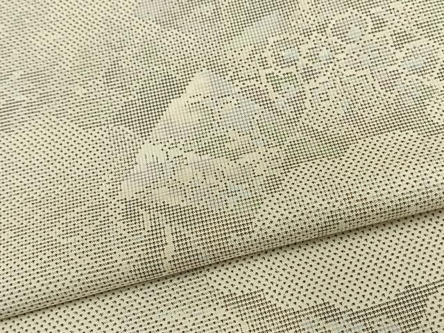 平和屋着物▽都喜ヱ門　本場大島紬　単衣　白大島　9マルキ　幾何学文様　藤絹織物謹製　正絹　逸品　AAAW7760fy 平和屋着物▽都喜ヱ門 本場大島紬 単衣 白大島 9マルキ 幾何学文様 藤