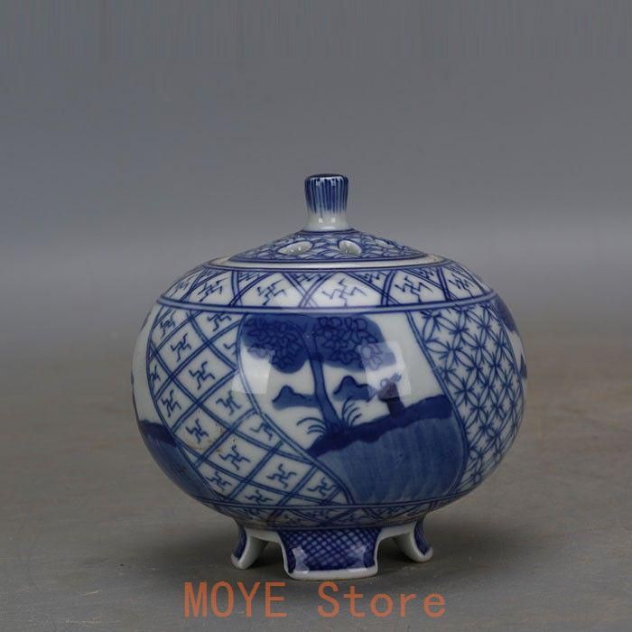 青花五良大甫香炉 香道具 景徳鎮 陶磁器 装飾品 現代工芸品美術