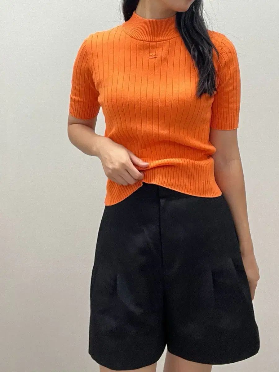 Courrèges オレンジ 半袖ニット サイズ0 コットン　クレージュ courreges ／ Courreges(クレージュ) オレンジ コットン 半袖
