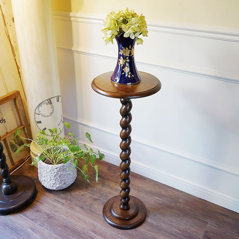 英国アンティーク ツイストレッグ サイドテーブル オーク材 花台 幅