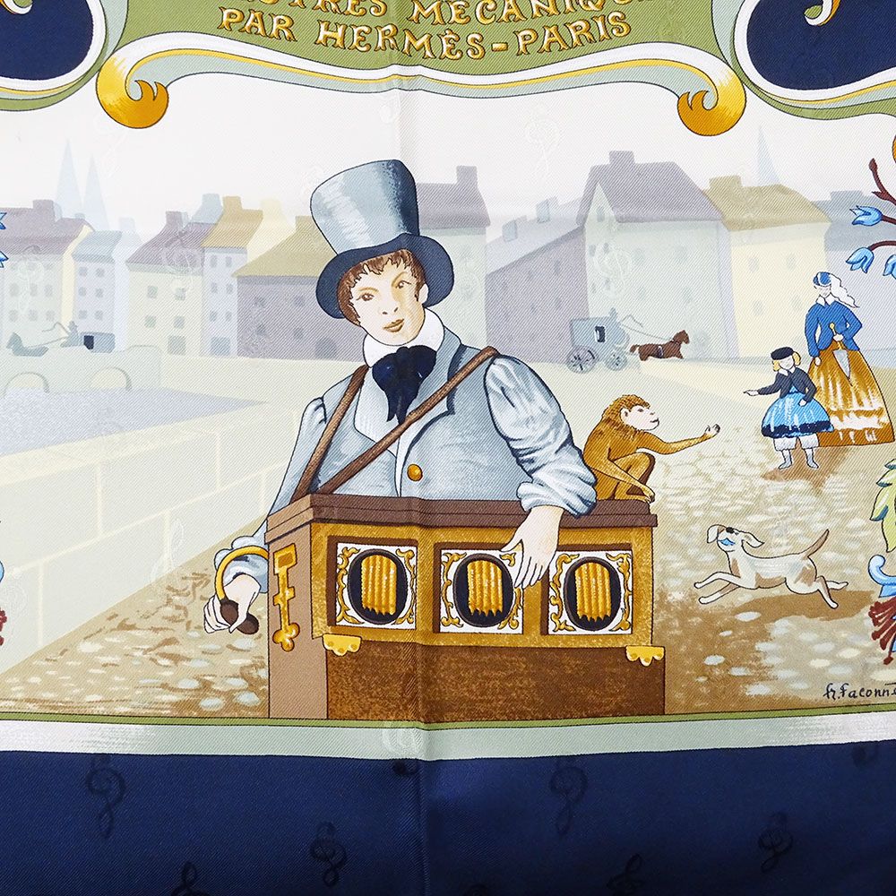 エルメス HERMES スカーフ カレ90 パイプオルガンと機械仕掛けの楽器