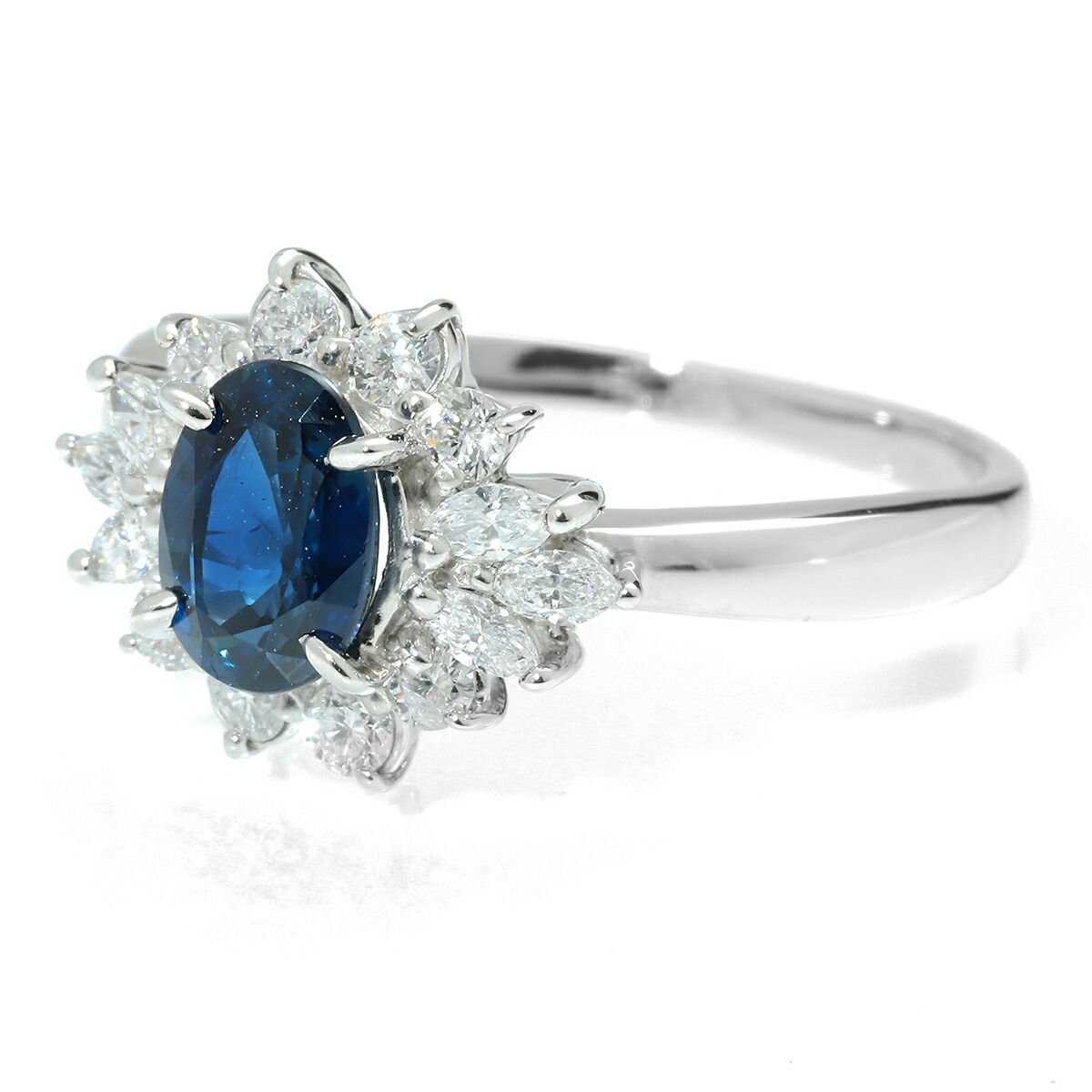 ヘイローデザインリング 指輪 サファイア 0.86ct ダイヤモンド 0.42ct  