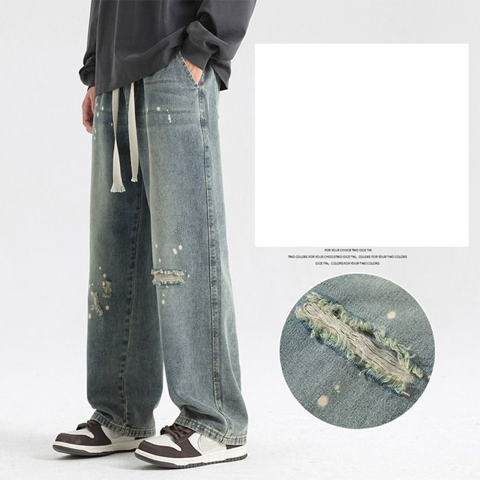 まま デニムパンツ ジーンズ メンズ ワイド メンズ ズボン ワイド