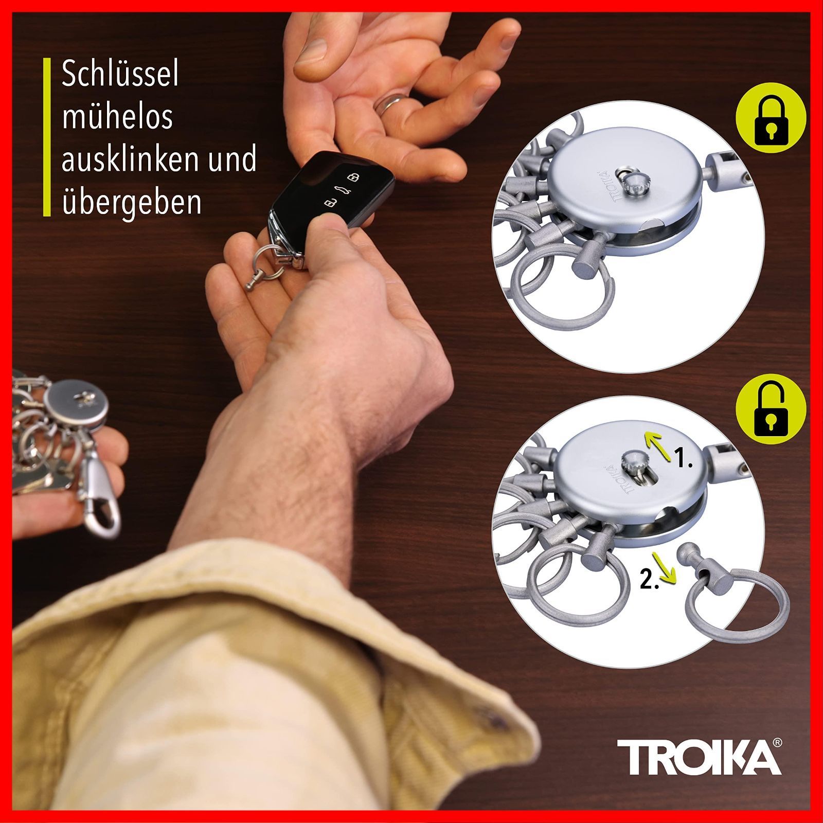 TROIKA トロイカ 5連リングは取り外し マルチキーキーホルダー パテント シャイニー KYR61 CH