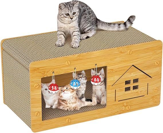 【在庫処分】猫 爪とぎ ハウス 段ボール 爪研ぎ 大きいサイズの二重層 猫つめとぎ 大型 ハウス型爪とぎ 猫ハウス 爪とぎ 高密度 猫ベッド 耐久 とぎカスがでない 猫用爪とぎ キャット 木製 
