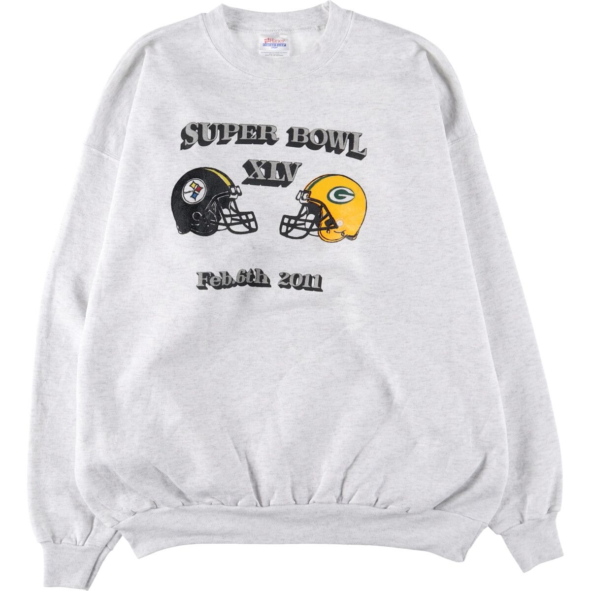古着 ヘインズ Hanes SUPER BOWL XLV 2011 スーパーボウル プリントスウェットシャツ トレーナー メンズXL相当/eaa489797