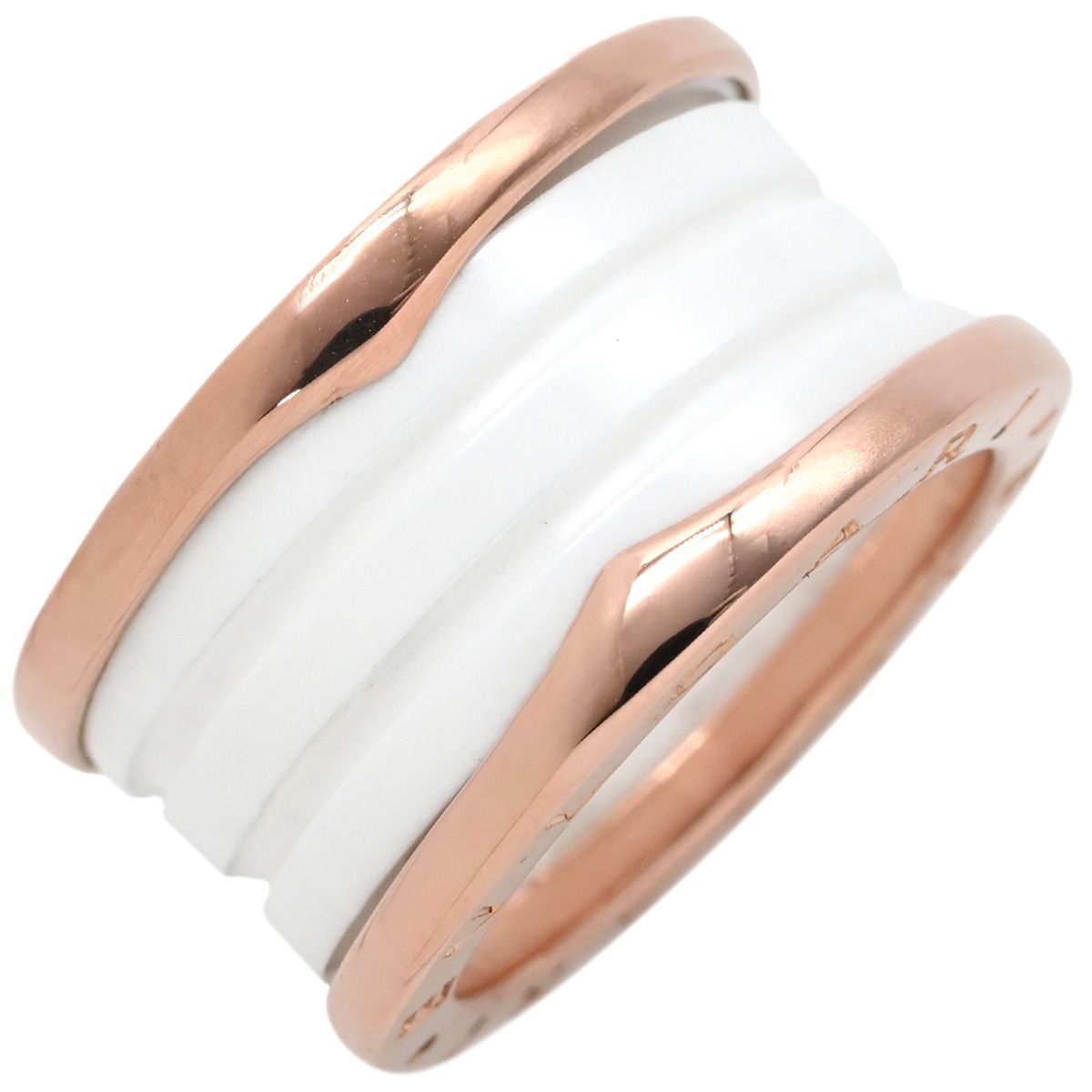ブルガリ BVLGARI リング 指輪 ビーゼロワン B-zero1 4バンドリング K18PG セラミック ピンクゴールド×ホワイト 53 JP13 白 750PG 18金 11.5号 345836