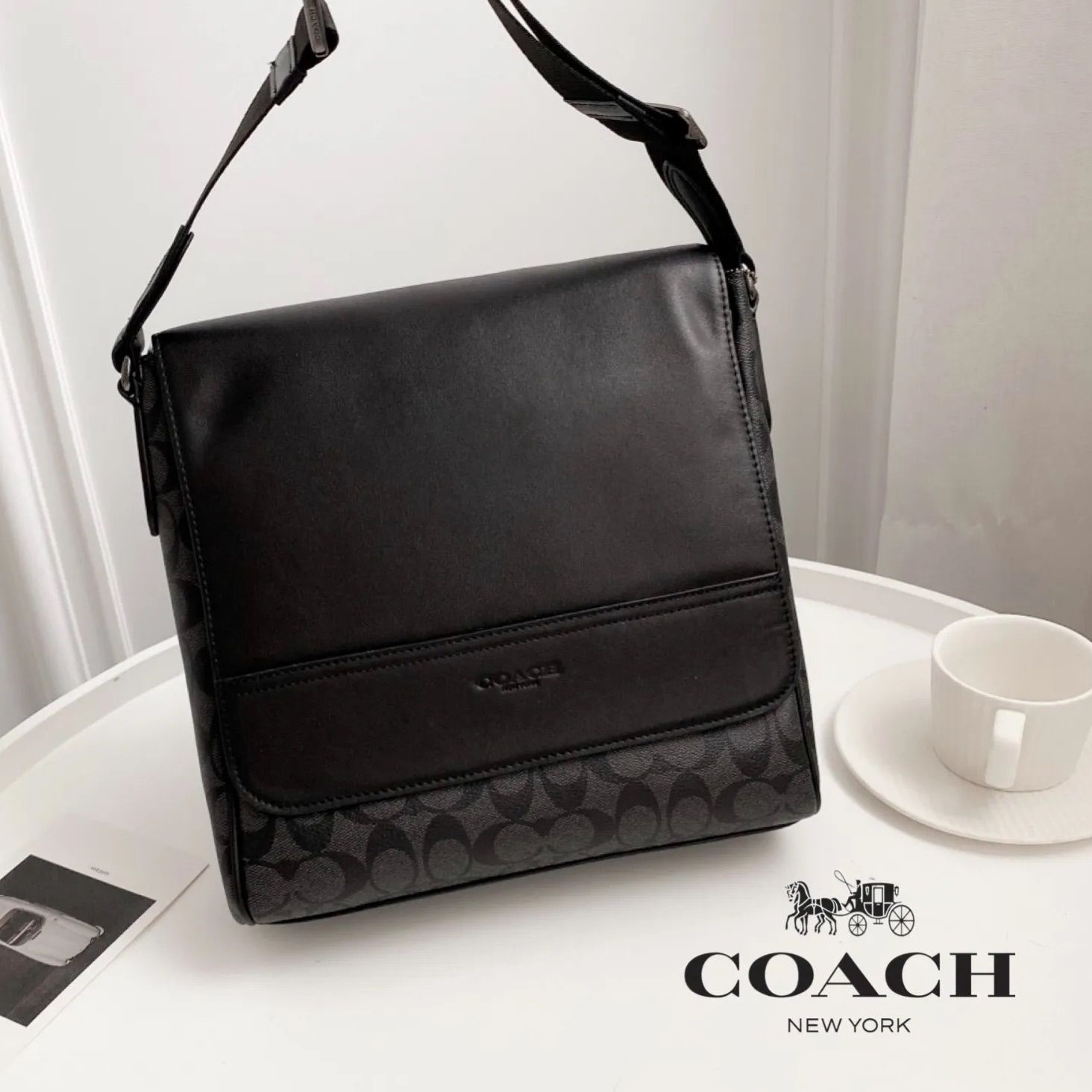 COACH コーチバッグ F73339 チャコール×ブラック ショルダーバッグ  