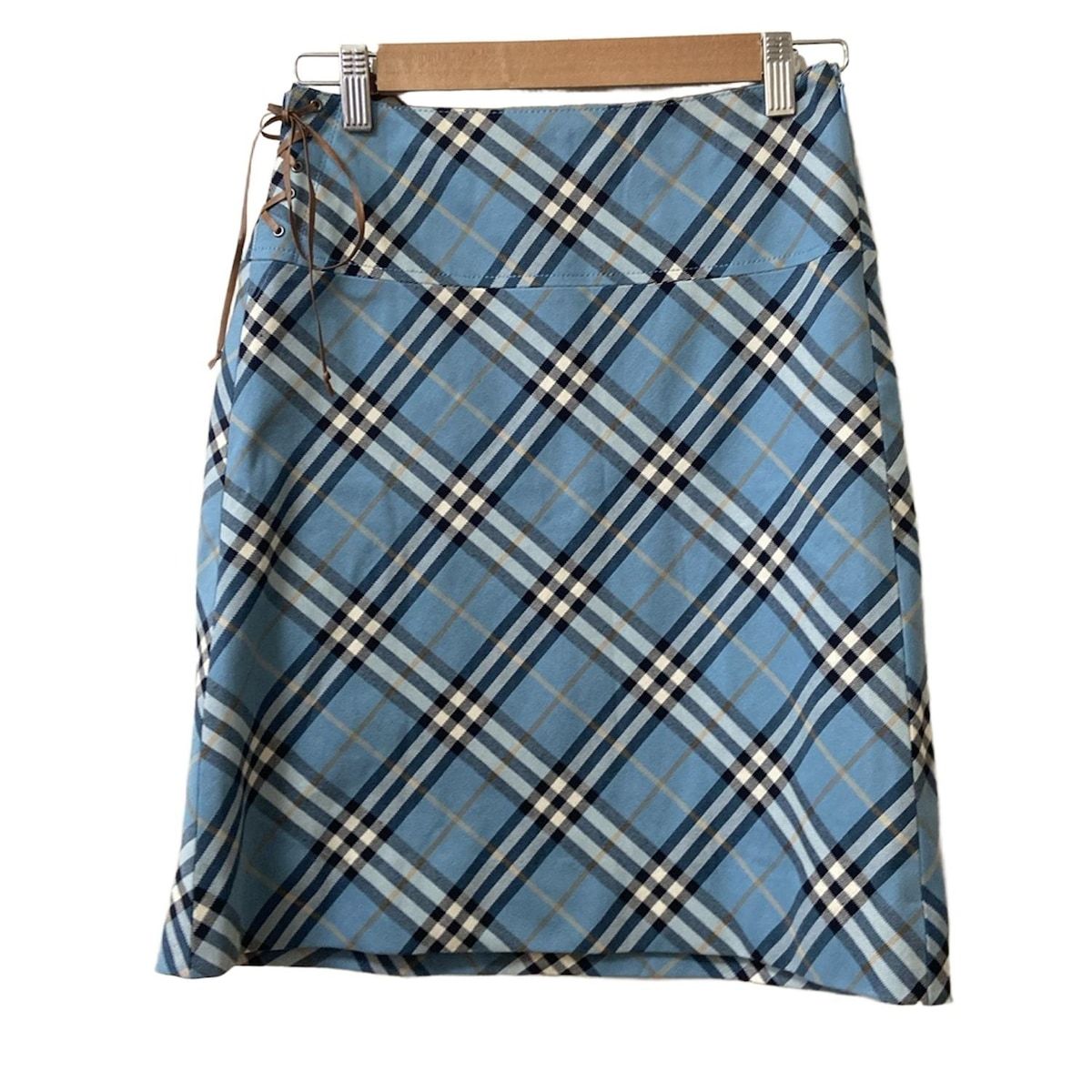 Burberry Blue Label バーバリーブルーレーベル スカート サイズ36 S レディース - ライトブルー×黒×マルチ ひざ丈|チェック柄