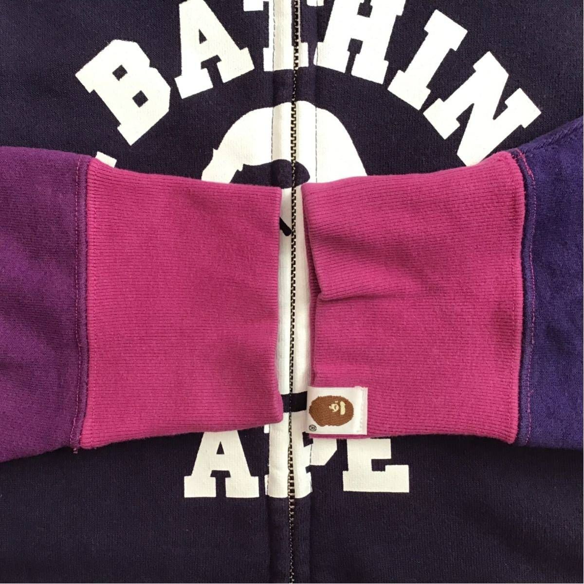 Purple camo カレッジロゴ クレイジー パーカー Lサイズ a bathing ape