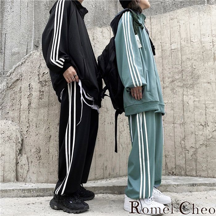 RomelCheo ラインジャージセット 長袖 セットアップ 上下セット