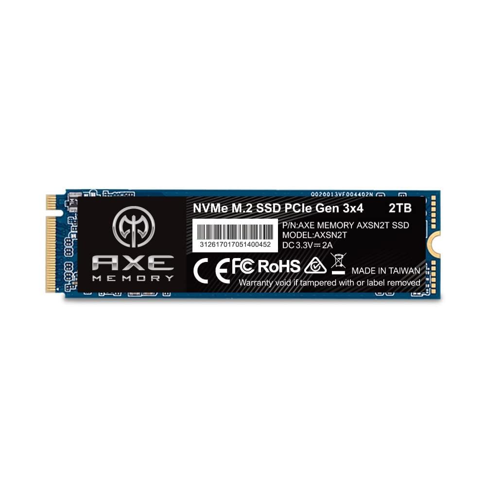 AXE MEMORY アクス SSD 2TB PCIe Gen 3.0 ×4 NVMe 内蔵M.2 2280 - AXSN2T [2 TB] [M.2 PCIe Gen 3.0 ×4]