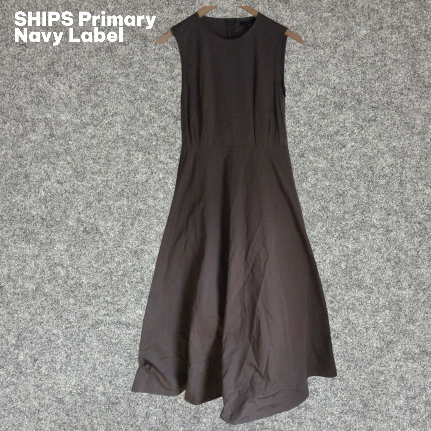 SHIPS Primary Navy Label ノースリーブ ブラウン ワンピース Sサイズ