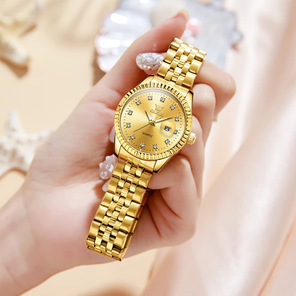 在庫処分】女性腕時計 人気ビジネス 日付 小さいゴールド時計 アナログ