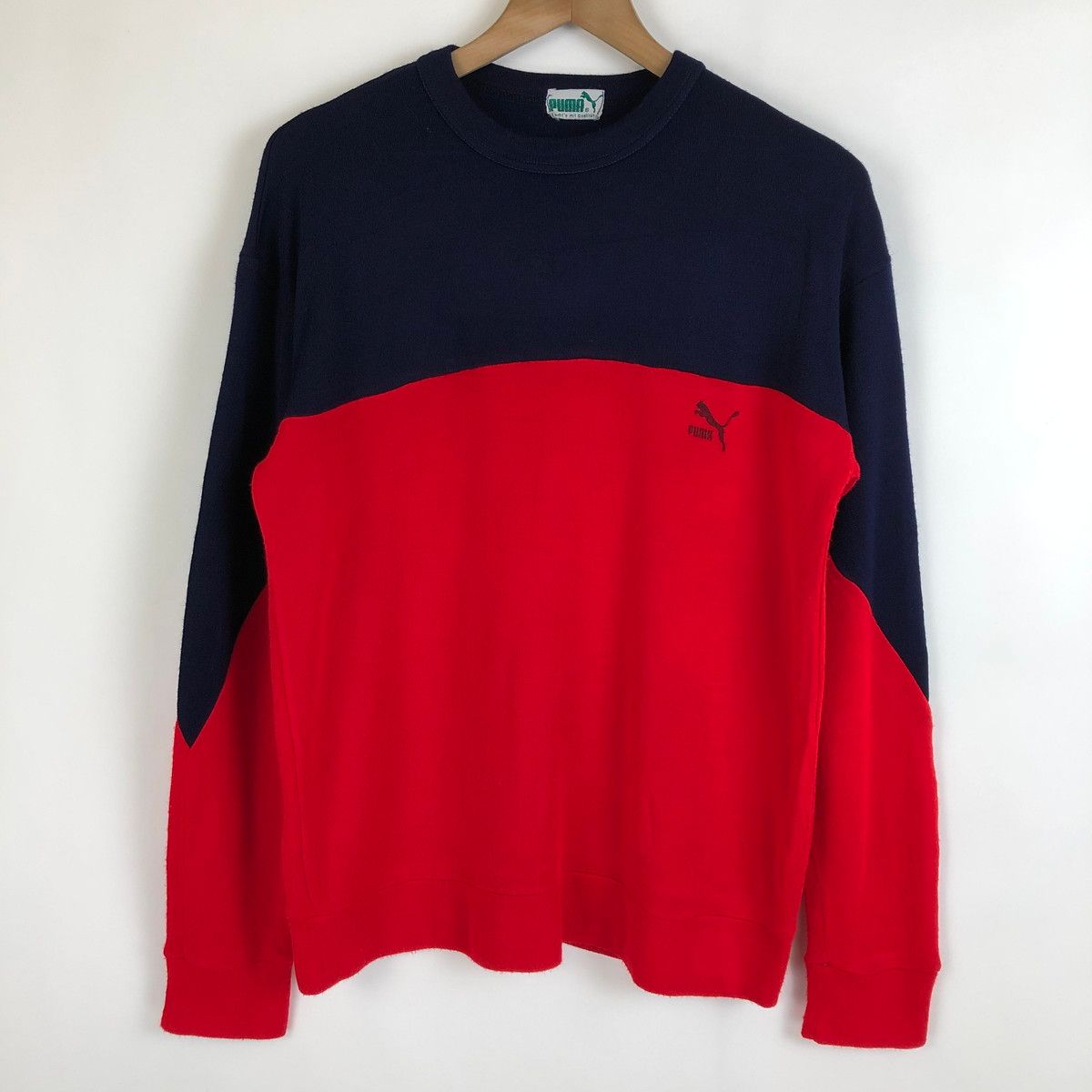 【古着】 PUMA プーマ ワンポイント 切り替え 80-90年代 ヴィンテージ ネイビー系 メンズM 【中古】 n019863