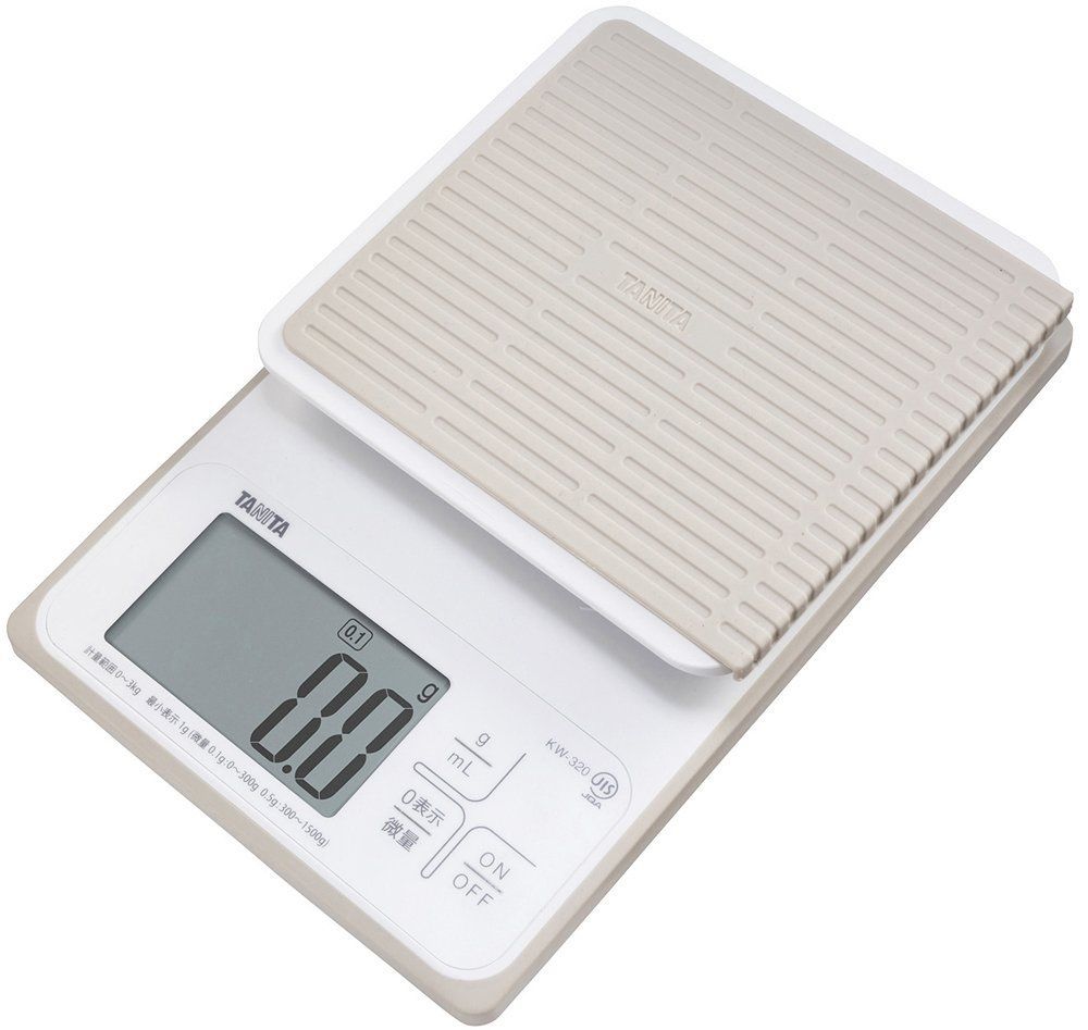 商品タニタ クッキングスケール 防水 丸洗い可 0.1g単位で3kgまで計れる KW-320 WH キッチンスケール キッチン はかり 料理 デジタル
