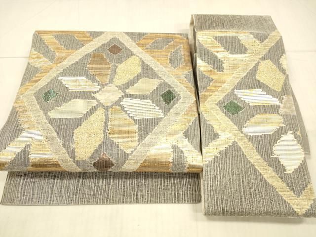 平和屋着物＊夏物 西陣図案家 徳田義三 つけ帯 抽象花文 金糸 正絹 DAAX0294cm