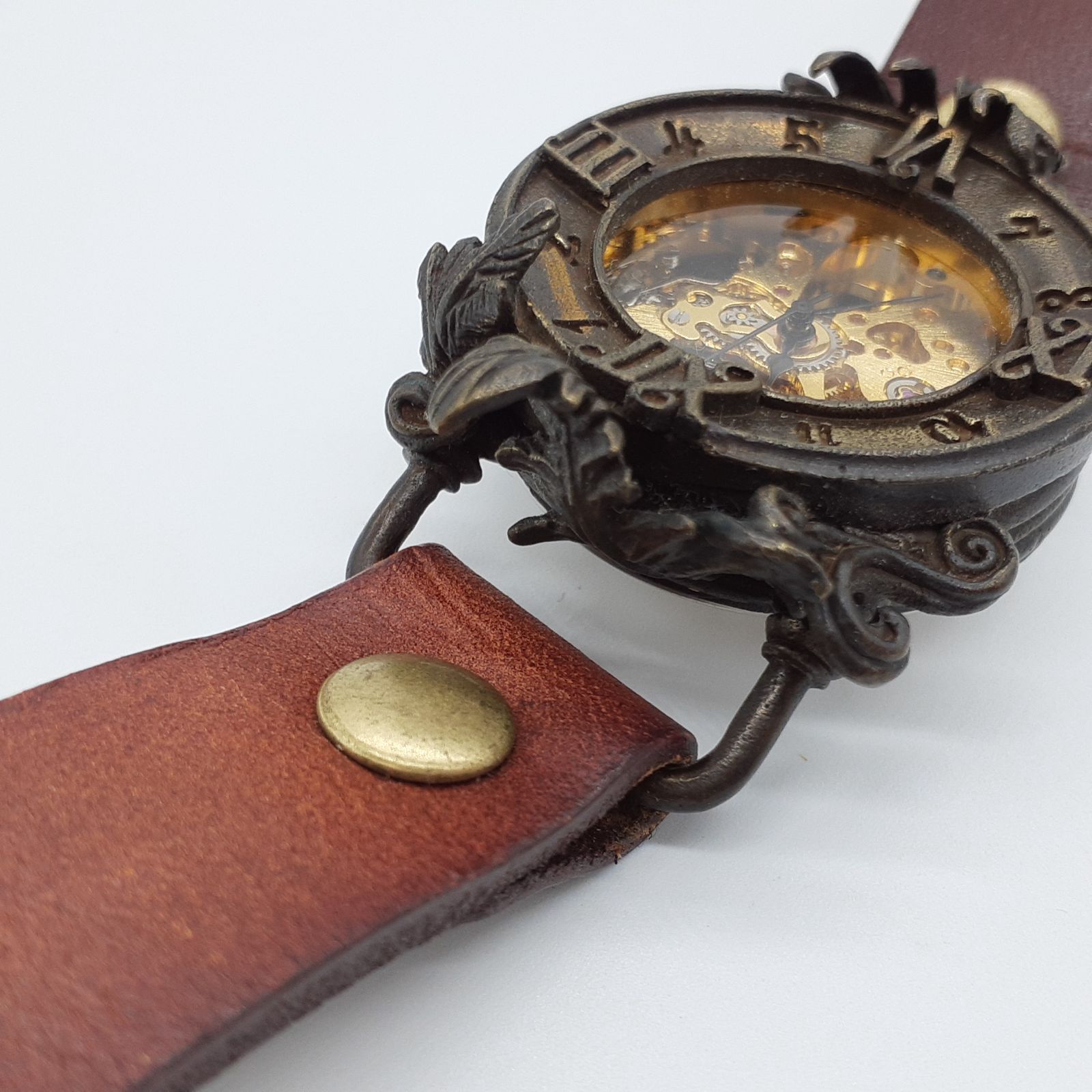 美品☆ ムーラ　腕時計　ハンドメイド　オートマチック　アンティーク Mu-ra ムーラ 腕時計 ハンドメイド ウォッチ レザーベルト 手