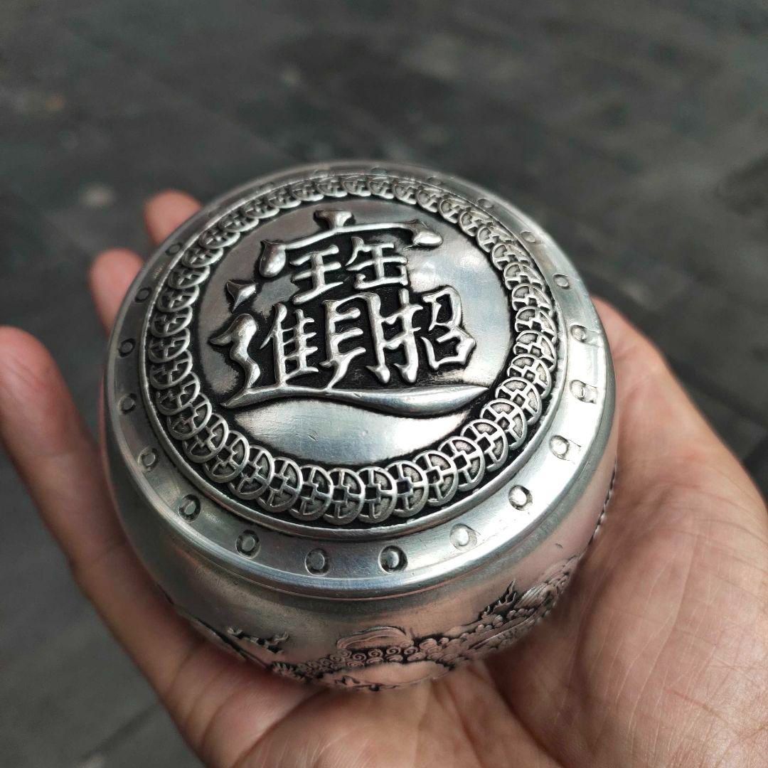 銅製 招財進宝獅子茶壺 茶道具 香道具 装飾品 工芸品 置物 銅器 茶筒