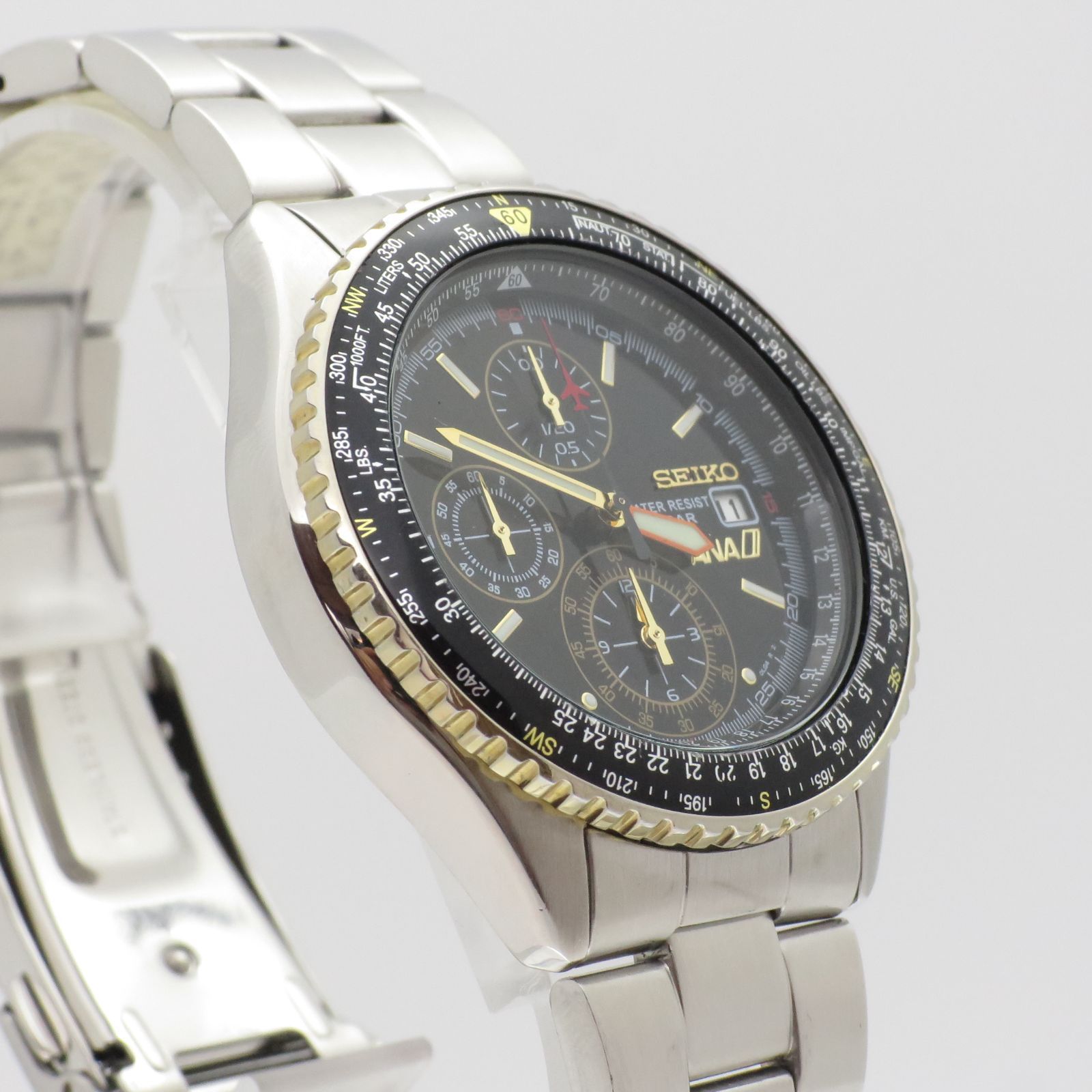 新品電池】セイコー ANA 限定 クロノグラフ メンズ 腕時計 7T92-0CF0