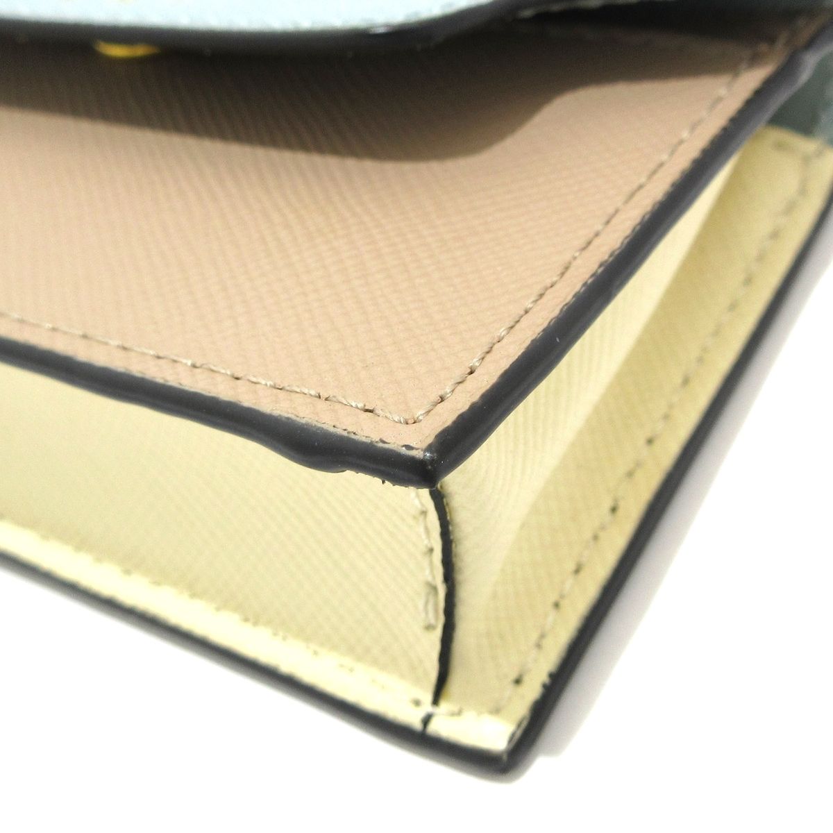 MARNI マルニ 名刺入れ - ライトブルー×ベージュ×アイボリー レザー WWW_SMP1DAWEKUDUS_SCH_ID