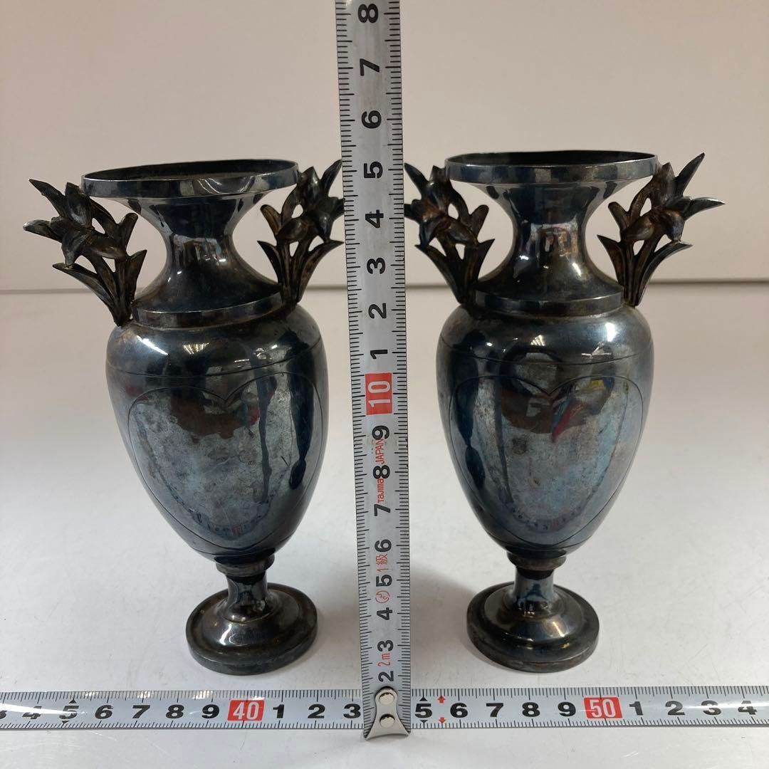 中国清時代シャム銀花器一対 247g 高さ14.3㎝東Y5-0306 2Fトニサ WWW_IBETON_RU