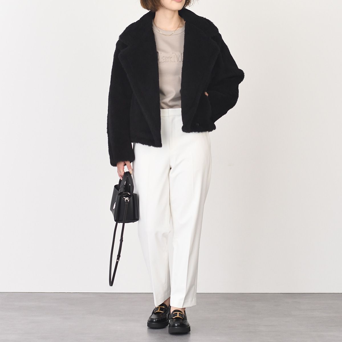 【国内即発】Max Mara OGGERI テディベア クロップド コート オッジェーリ] テディベア アイコン クロップド コート, mauve