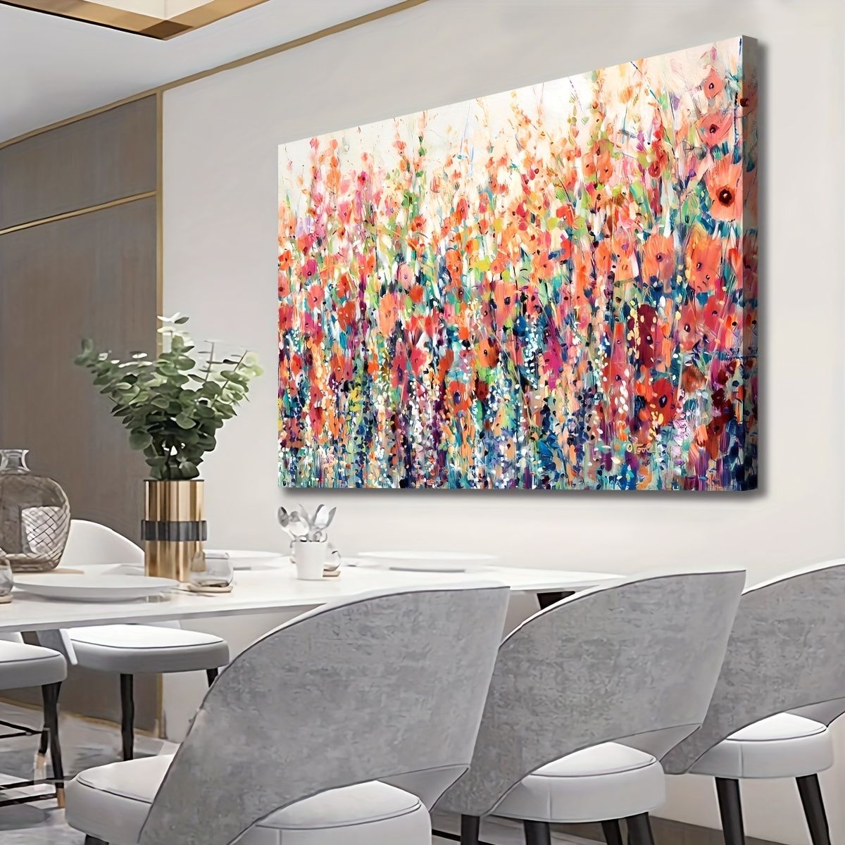 ウォールアート 春の花柄キャンバスウォールアート カラフルな花 木製フレーム リビングルーム ベッドルーム ホーム オフィス すぐに掛けられる装飾 明るい装飾 フラワー マルチ NEXPOTALLINN_EU