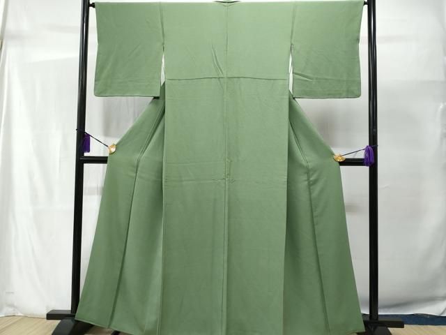 平和屋着物▽上質な小紋 単衣 格子立涌菊地紋 正絹 逸品